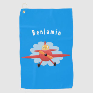 Toalla De Golf Ilustracion de personalizado de avión rojo que vue
