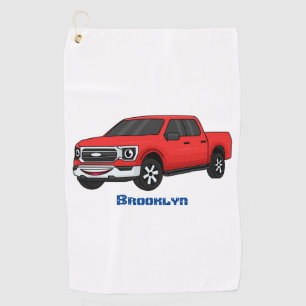Toalla De Golf Ilustracion de personalizado de camioneta roja