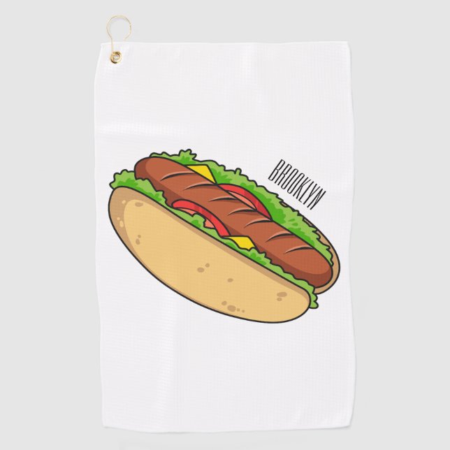 Toalla De Golf Ilustracion de personalizado de hot dog (Anverso)