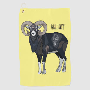 Toalla De Golf Ilustracion de personalizado de ovino Mouflon