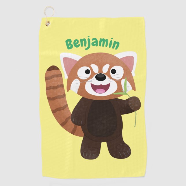 Toalla De Golf Ilustracion de personalizado de panda rojo (Anverso)