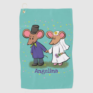Toalla De Golf Ilustracion de personalizado de pareja de ratones