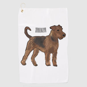 Toalla De Golf Ilustracion de personalizado de perro Airedale ter