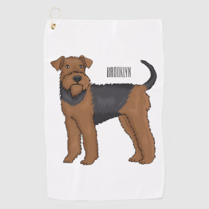 Toalla De Golf Ilustracion de personalizado de perro Airedale ter