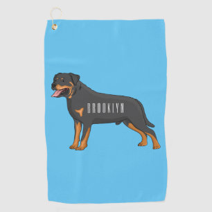 Toalla De Golf Ilustracion de personalizado de perro de Rottweile