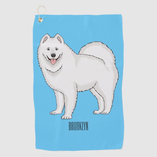 Toalla De Golf Ilustracion de personalizado de perro de Samoyed (Anverso)
