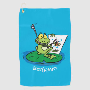 Toalla De Golf Ilustracion de personalizado de rana verde lindo
