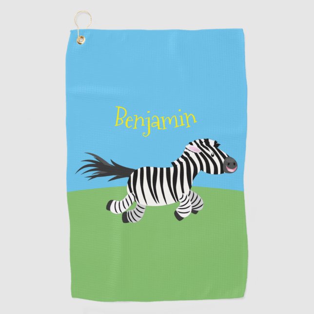 Toalla De Golf Ilustracion de personalizado de zebra graciosa (Anverso)
