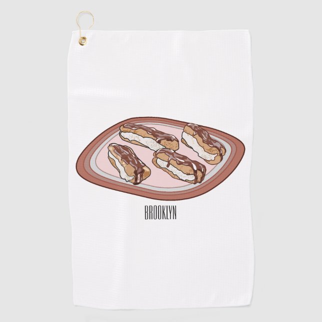 Toalla De Golf Ilustracion de personalizado eclair de chocolate (Anverso)