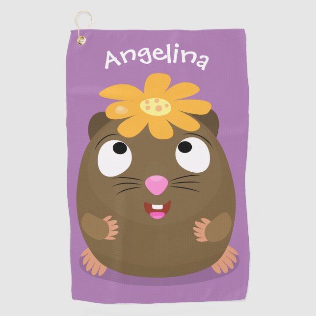 Toalla De Golf Ilustracion de personalizado feliz de conejillo de (Anverso)