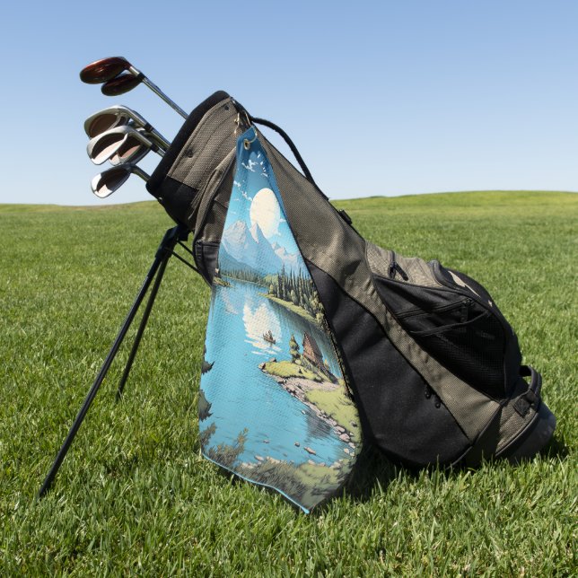 Toalla De Golf Ilustración del lago Champlain, Vermont (Verde)