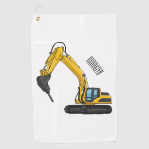 Toalla De Golf Ilustracion del personalizado de la excavadora de