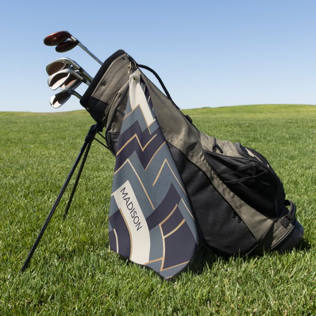 Toalla De Golf Ilustracion dorado geométrico (Verde)