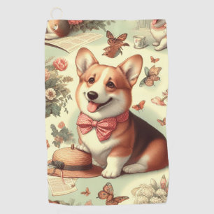 Toalla De Golf Ilustracion galés vintage Corgi Cardigan