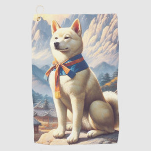 Toalla De Golf Ilustracion Jindo coreano vintage