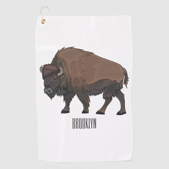 Toalla De Golf Ilustracion personalizado Bison (Anverso)