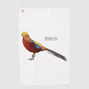 Toalla De Golf Ilustracion personalizado de aves de faisán dorado