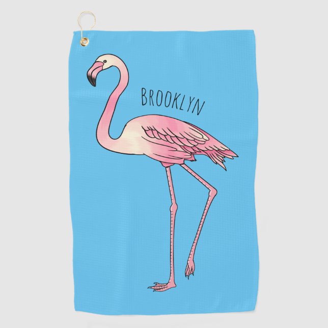 Toalla De Golf Ilustracion personalizado de aves de Flamingo (Anverso)