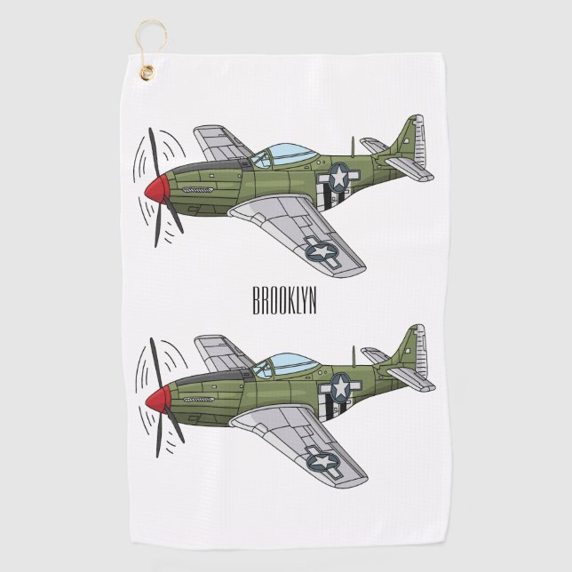 Toalla De Golf Ilustracion personalizado de avión militar (Anverso)