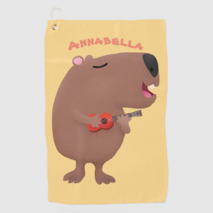 Toalla De Golf Ilustracion personalizado de capybara ukulele cant