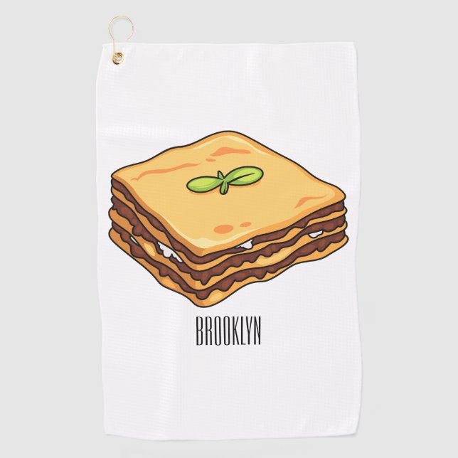 Toalla De Golf Ilustracion personalizado de Lasagna (Anverso)