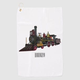 Toalla De Golf Ilustracion personalizado de locomotora de vapor