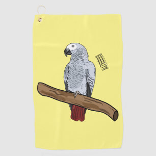 Toalla De Golf Ilustracion personalizado de loro gris africano