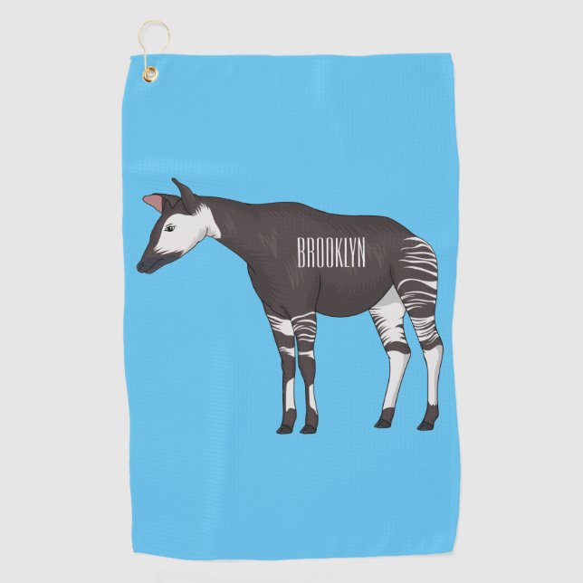 Toalla De Golf Ilustracion personalizado de Okapi (Anverso)