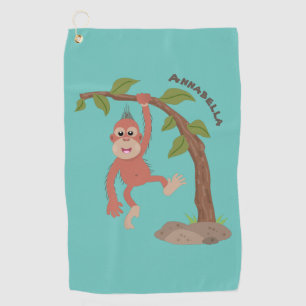 Toalla De Golf Ilustracion personalizado de orangután bebé feliz