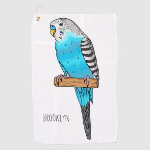 Toalla De Golf Ilustracion personalizado de pájaro budgerigar azu