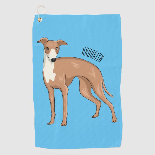 Toalla De Golf Ilustracion personalizado de perro de Greyhound (Anverso)