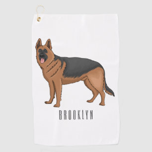 Toalla De Golf Ilustracion personalizado de perro pastor alemán