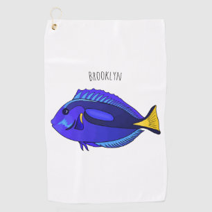 Toalla De Golf Ilustracion personalizado de pescado tang azul