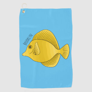 Toalla De Golf Ilustracion personalizado de pescado tango amarill