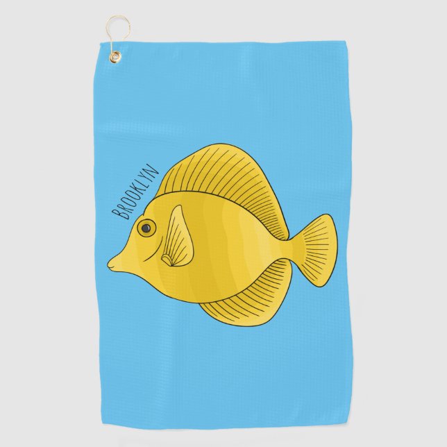 Toalla De Golf Ilustracion personalizado de pescado tango amarill (Anverso)