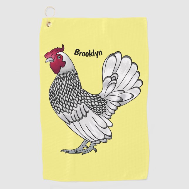 Toalla De Golf Ilustracion personalizado de pollo de Sebright (Anverso)