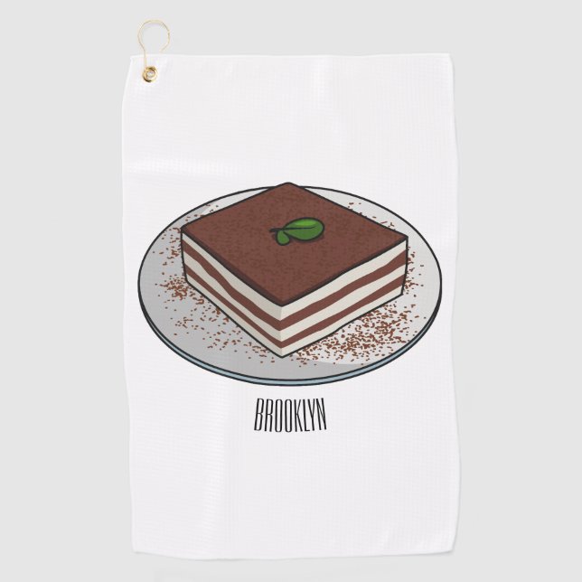 Toalla De Golf Ilustracion personalizado de tarta de Tiramisu (Anverso)
