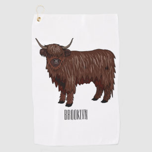 Toalla De Golf Ilustracion personalizado de vaca de Highland