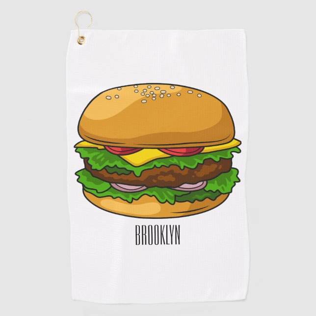 Toalla De Golf Ilustracion personalizado Hamburger (Anverso)