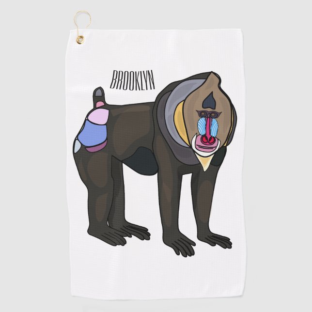 Toalla De Golf Ilustracion personalizado Mandrill (Anverso)