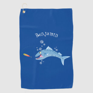 Toalla De Golf Ilustracion personalizado pescador hambriento de b