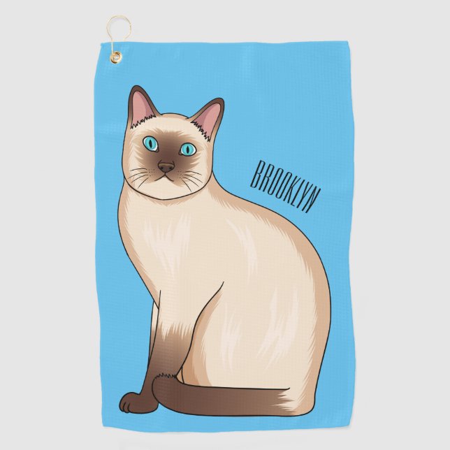 Toalla De Golf Ilustracion personalizado siamés (Anverso)
