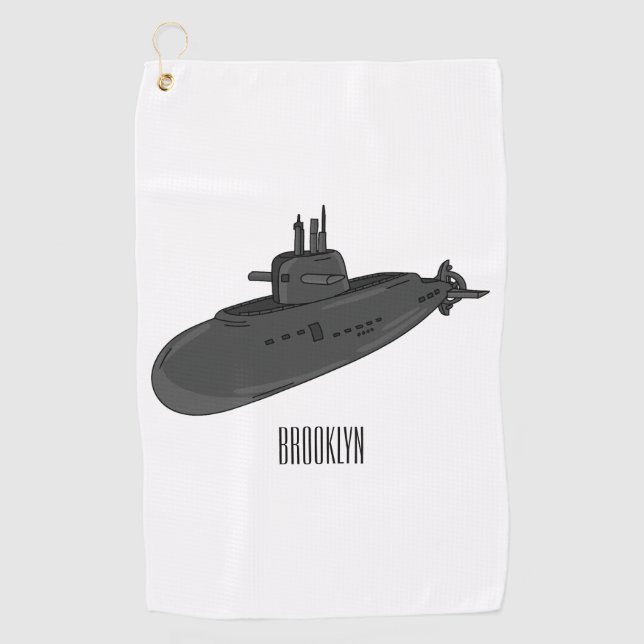 Toalla De Golf Ilustracion personalizado submarino (Anverso)