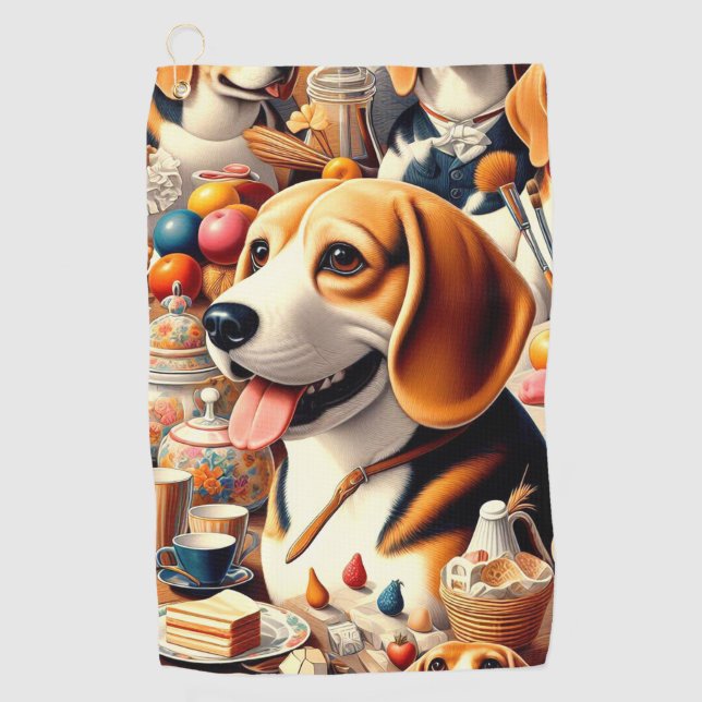 Toalla De Golf Ilustracion Retro Cute Beagle (Anverso)