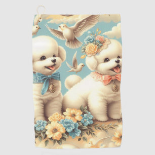 Toalla De Golf Ilustracion Vintage Cute Bichon Frisé