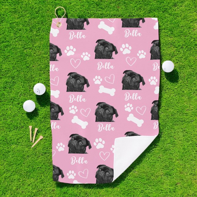 Toalla De Golf Imagen de perro personalizado Pet Lover Pink Insta (Subido por el creador)