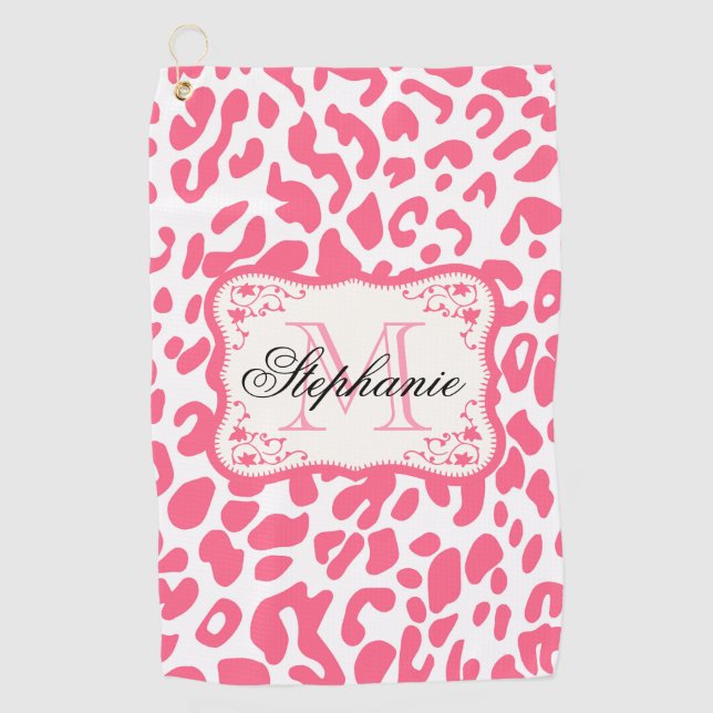 Toalla De Golf Impresión de leopardo rosa (Anverso)