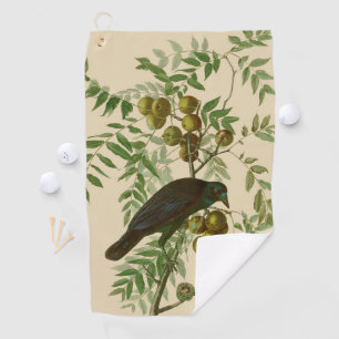 Toalla De Golf Impresión de pájaro Grackle púrpura de Audubon Vin