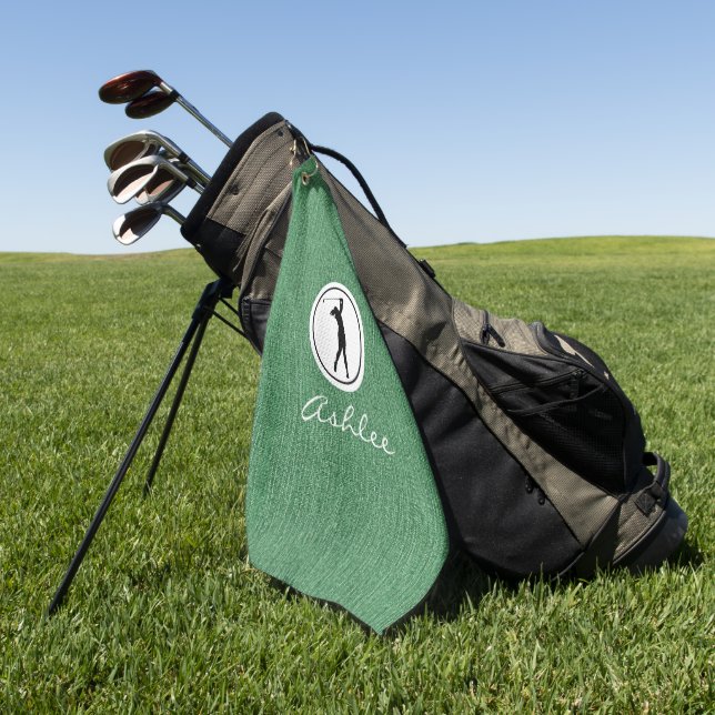 Toalla De Golf Impresión de tela de denim verde primavera, mujer (Verde)
