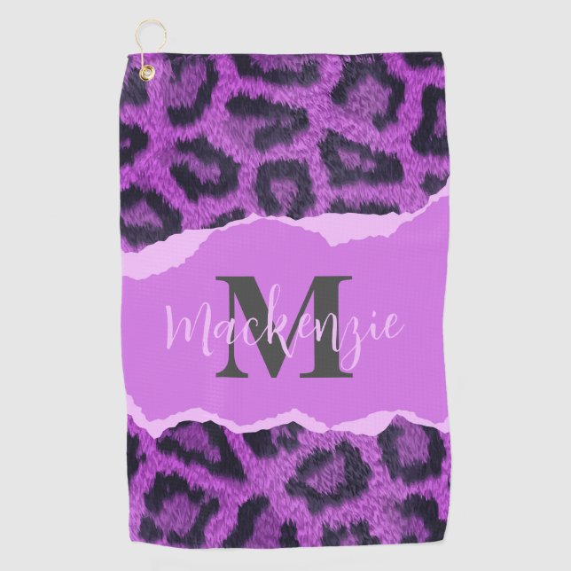 Toalla De Golf Impresión violeta de leopardo (Anverso)